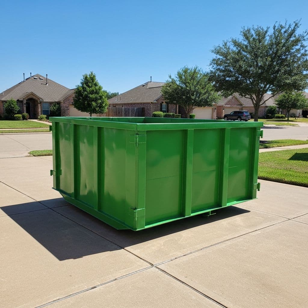 20 yard roll-off dumpster in a residential driveway